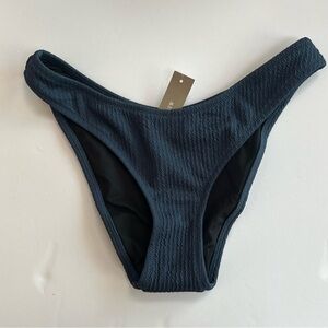 J.crew Textured curved-waist cheeky bikini swim bottom Ladies xs blue